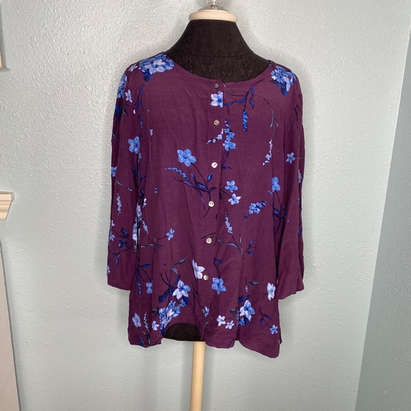 J. Jill | Tops | J Jill Purple Floral Blouse | Poshmark